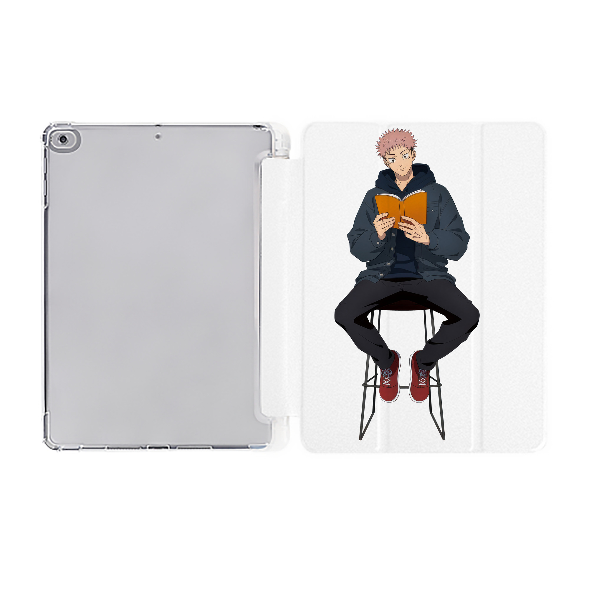 （画像用） 呪術廻戦 Jujutsu Kaisen IPad ケース ペン収納付き 三つ折りスタンド PUレザー×シリコン 対応機種9.5/10.5/10.9インチ